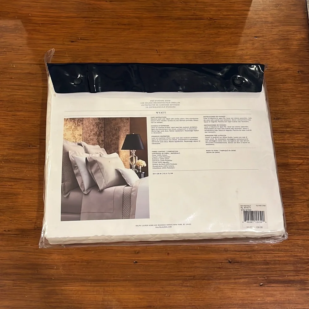 Ralph Lauren Wyatt Standard Pillow Sham Hollywood Cream